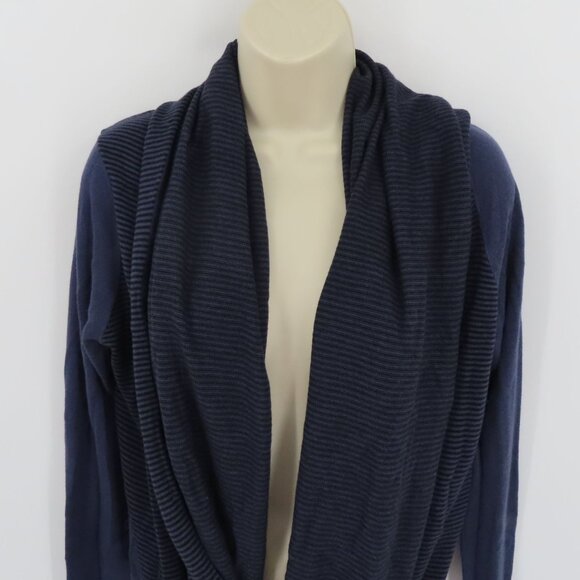 Lululemon Womens 12 Iconic Wrap Cadet Blue Stripe Pullover Cowl Neck Sweater Top - Picture 2 of 11